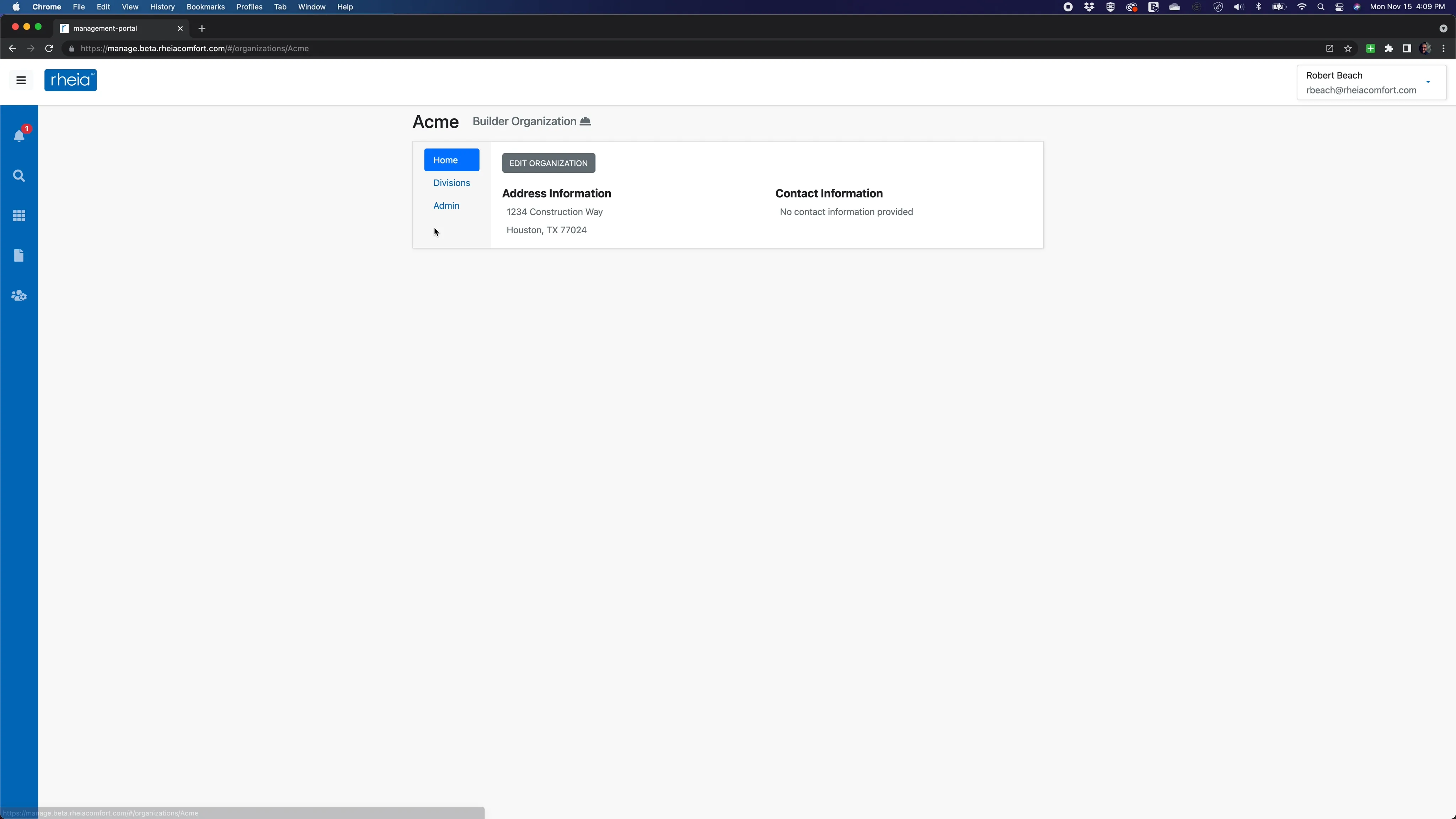 Rheia Manage Builder Dashboard